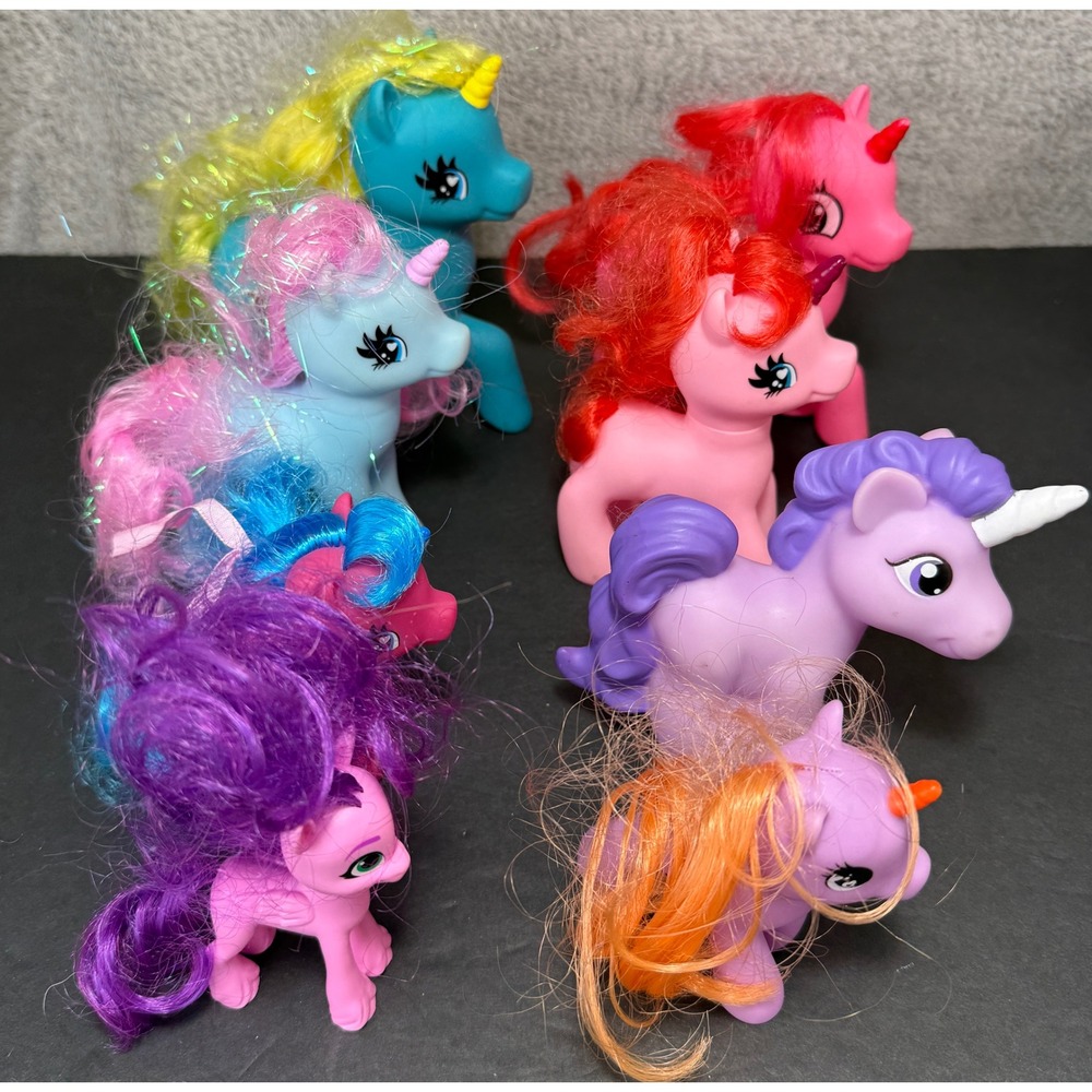 Unbranded Pony Figures Lot Kids One Size Multicolor Unicorn Horse Toy Set 8pc